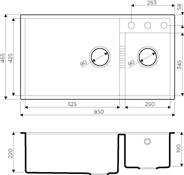 Мойка для кухни Omoikiri Tedori 85-2-U 499394 85 см врезная - фото 4