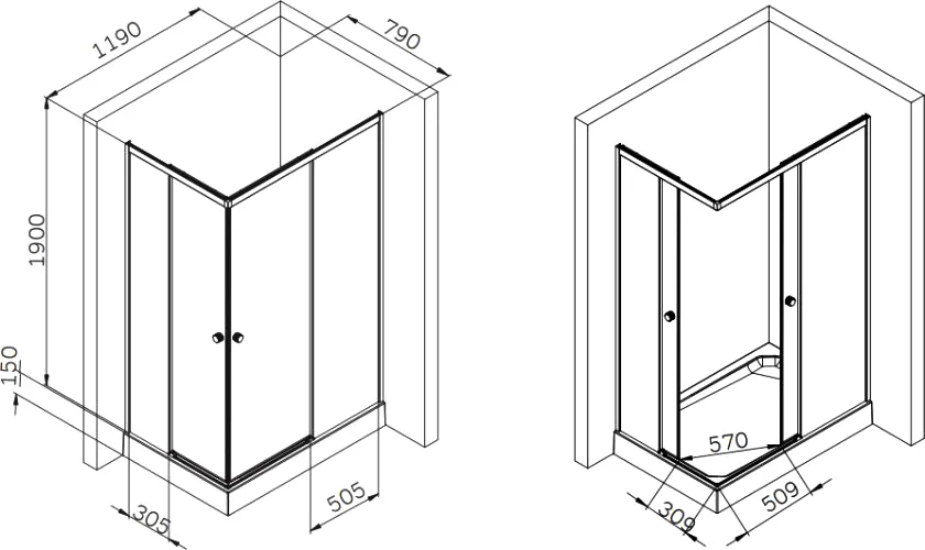 Душевой уголок Am.Pm X-Joy 120x80 см профиль черный, по запросу - фото 10