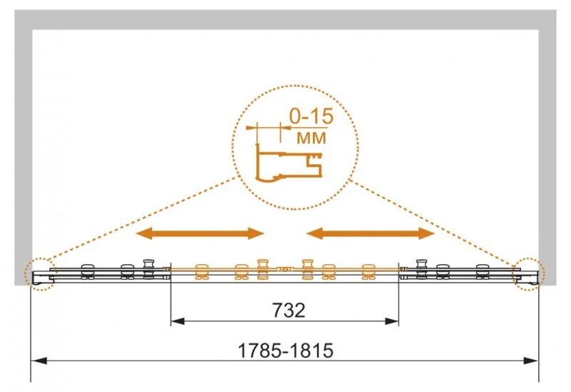 Душевая дверь в нишу Cezares Pratico 180 см стекло прозрачное, современные, hi-tech - фото 2