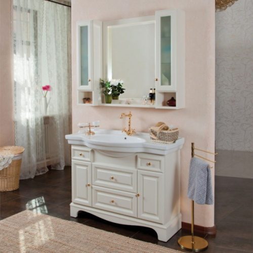 Шкаф для ванной, петли слева, цвет слоновая кость матовый, фурнитура золото, La Beaute Michel index_1 - фото 3