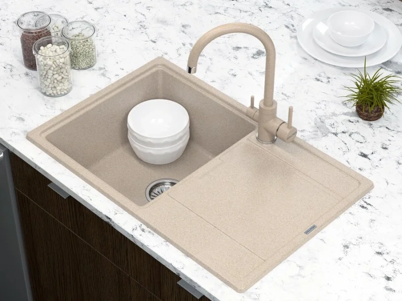 Смеситель для кухни Paulmark Essen песочный, современные, hi-tech - фото 3