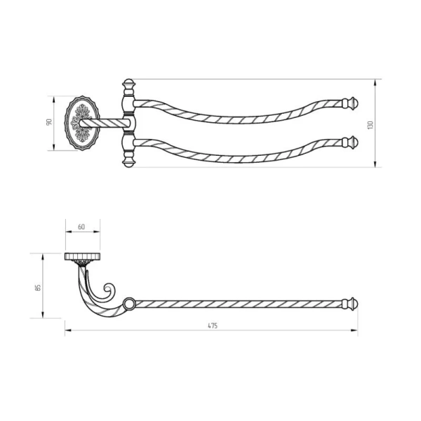 Полотенцедержатель Migliore Edera хром, классические, ретро, декорированные - фото 2