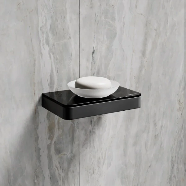 Мыльница Lemark Glass line черная - фото 3