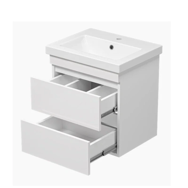 Тумба под раковину подвесная Misty Енисей 46 см белая, моноблок - фото 5