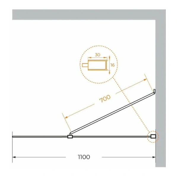 Душевая перегородка Cezares Liberta 110 см стекло прозрачное, профиль черный, современные, hi-tech - фото 2
