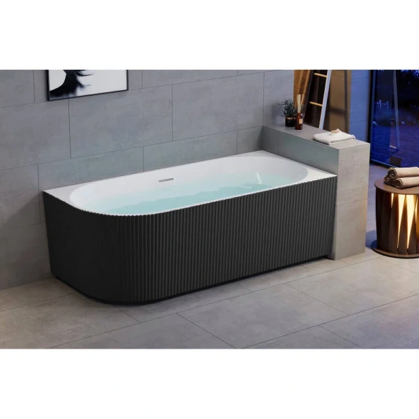 Ванна акриловая Royal Bath Nero RB710302BL-L-GR/RB710302BL-R-GR, 170 x 78 см, левая/правая, цвет белый/черный, без гидромассажа - фото 6