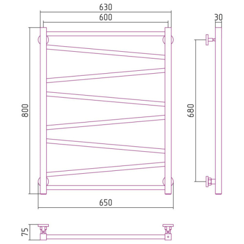 Полотенцесушитель водяной Сунержа Сирокко 60х80 см без покрытия - фото 3
