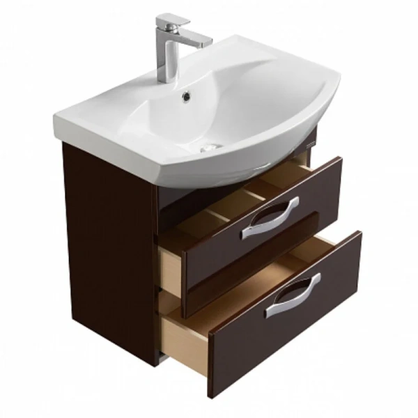 Тумба под раковину подвесная Акватон Ария 65М 60 см коричневая, моноблок - фото 5