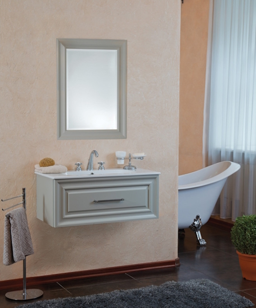 Тумба под раковину, цвет серый шелк матовый, фурнитура состареное серебро, La Beaute Cornelia, по запросу - фото 2