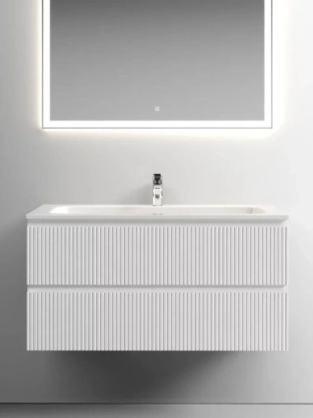 Тумба под раковину подвесная Sancos Snob T 100 см bianco, современная, hi-tech - фото 3