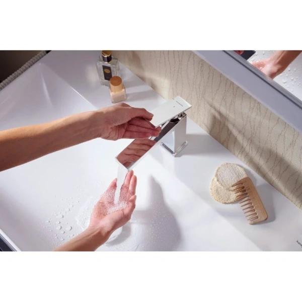 Смеситель для раковины Hansgrohe Tecturis E хром, из латуни, прямоугольная форма - фото 5