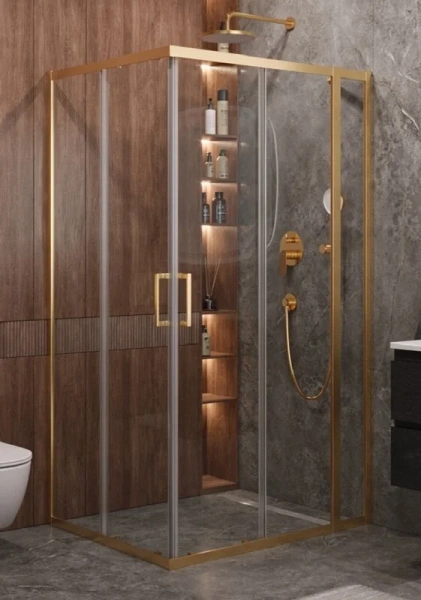 Душевой уголок Cezares Molveno 120x100 см стекло прозрачное профиль золото - фото 1