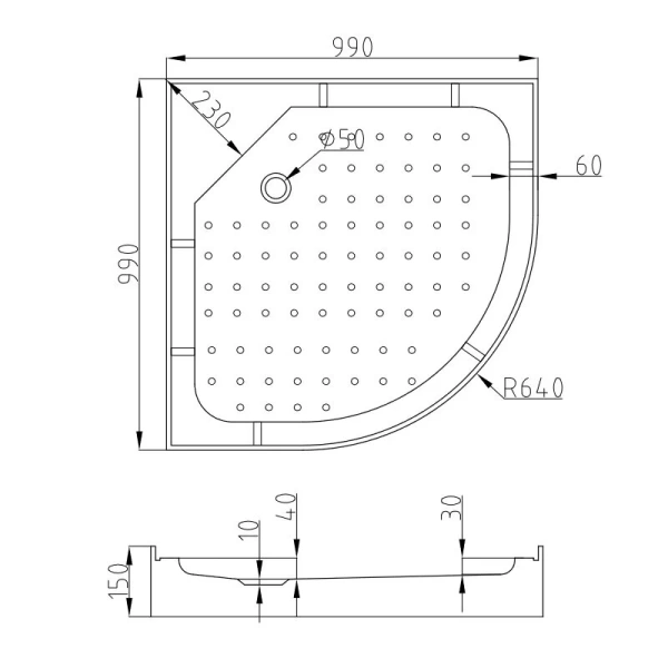 Душевая кабина Deto A 100х100 см с led подсветкой включаемой с помощью кнопки - фото 3