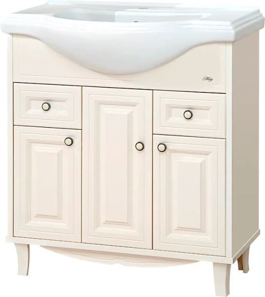 Тумба с раковиной напольная Misty Шармель 80 см с двумя ящиками, классика, ретро - фото 3