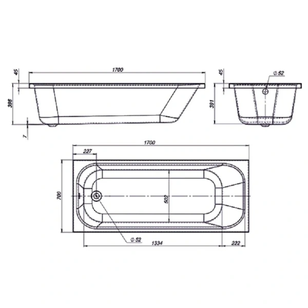 Ванна акриловая Viant Барселона VVABA17070 170 х 70 см, белая - фото 2