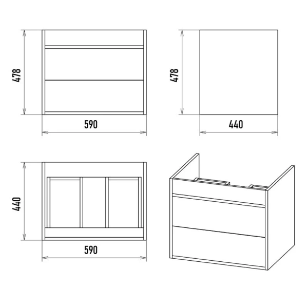 Тумба под раковину подвесная Misty Кедр 60 см орех/черная - фото 2