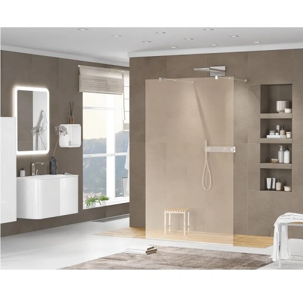 Душевая перегородка Cezares Liberta 110 см стекло бронза, профиль хром, хром - фото 3