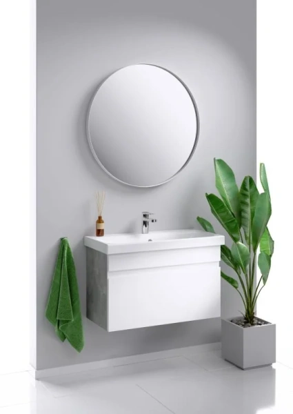 Тумба под раковину подвесная Aqwella Smart 80 см бетон светлый, подвесная, пристенная - фото 4