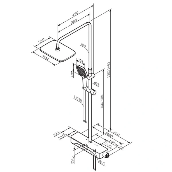 Душевая стойка Am.Pm Func F078F3 с коротким изливом - фото 2