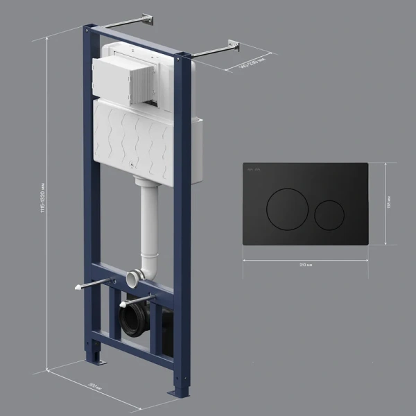 Инсталляция для унитаза Am.Pm Pro с черной пневматической клавишей - фото 3