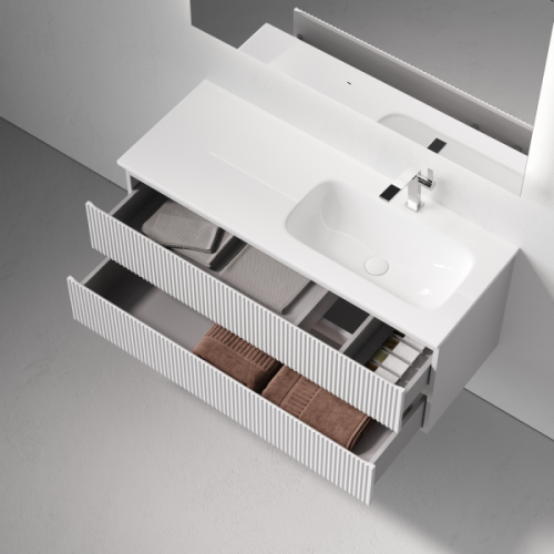 Тумба под раковину подвесная Sancos Snob R 120 см правая bianco, современная, hi-tech - фото 3