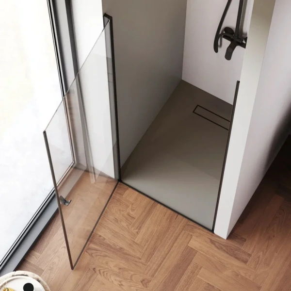 Душевая дверь в нишу Am.Pm Sunny 80 см профиль черный, распашные - фото 6