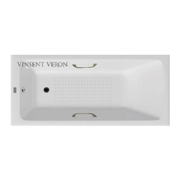 Чугунная ванна Vinsent Veron Kingston VKN1808050H/VH0012BR-AS, 180 x 80 см, с антискользящим покрытием, ручки бронза, цвет белый - фото 1