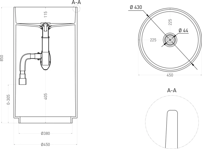 Раковина напольная Salini Armonia 201 45 см глянцевая - фото 4