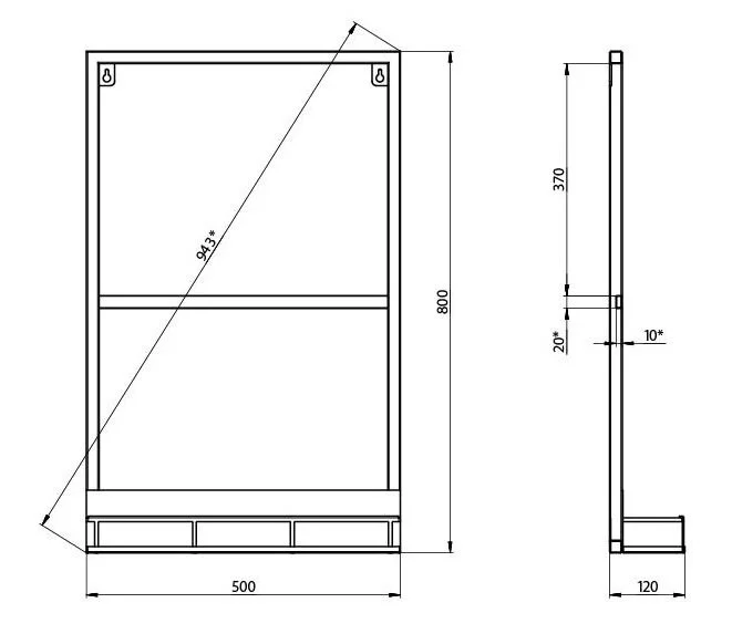 Зеркало Grossman Метрис 50 см с полкой, в наличии - фото 2