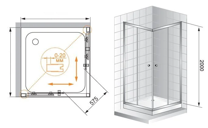 Душевой уголок Cezares Anima 100х100 см рифленое стекло - фото 4