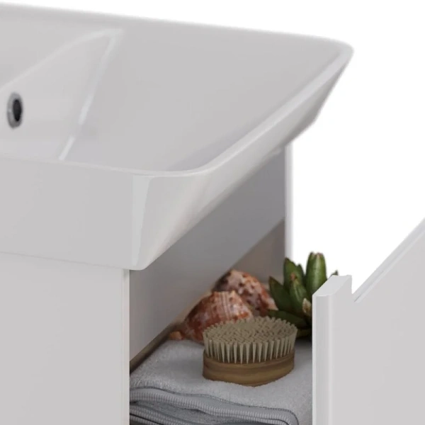 Тумба с раковиной подвесная Lemark Buno Mini LM05BM60T 60 см 1 ящик, белая, комбинированная - фото 7