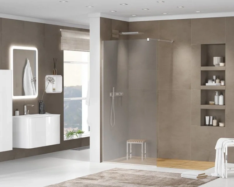 Душевая перегородка Cezares Liberta 110 см стекло графит, профиль хром - фото 4