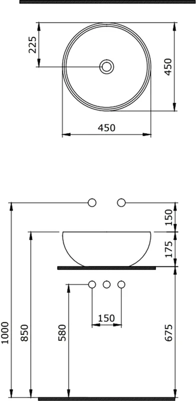 Раковина BERGES Mascon 45 см матовый жасмин, в форме чаши, круглой формы - фото 5