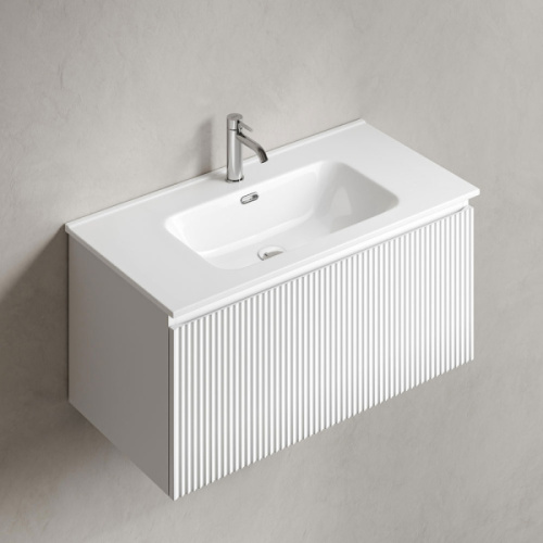Тумба под раковину подвесная Sancos Snob R 1.0 90 см bianco, моноблок - фото 5