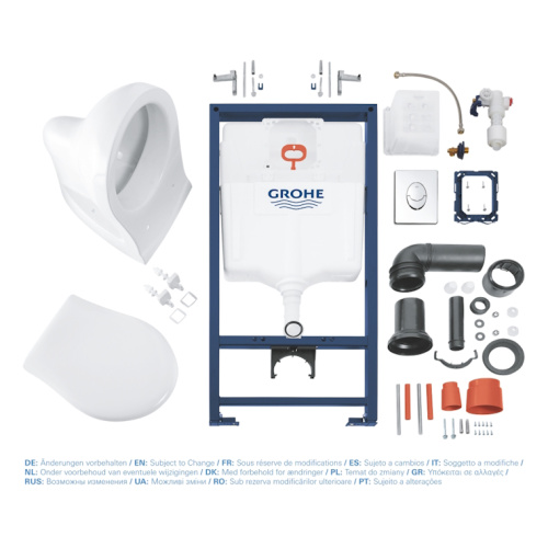 Унитаз с инсталляцией Grohe Solido Perfect с клавишей смыва хром - фото 2