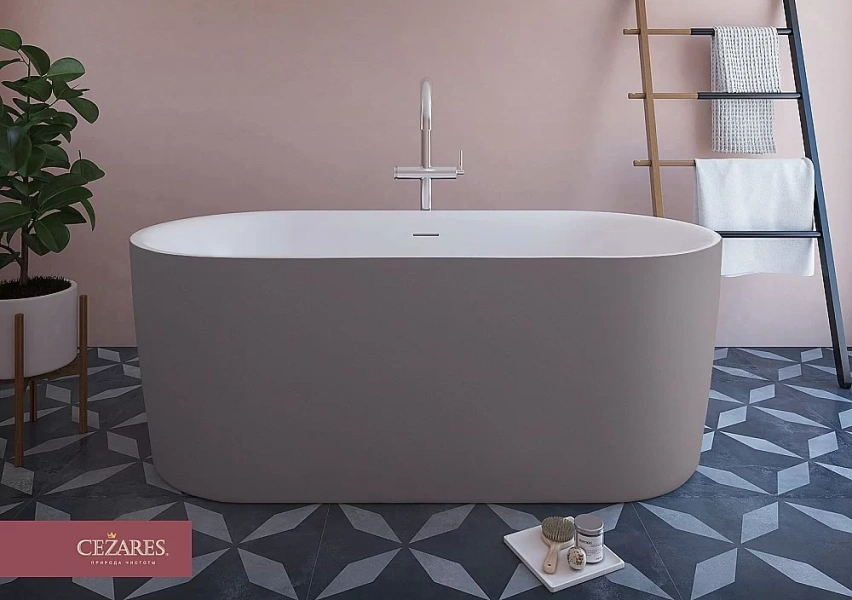 Ванна акриловая Cezares Metauro 180x80 см серая матовая - фото 2