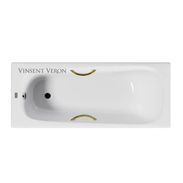 Чугунная ванна Vinsent Veron Concept VCO1407042H/VH0015GD, 140 x 70 см, ручки золото, цвет белый - фото 3