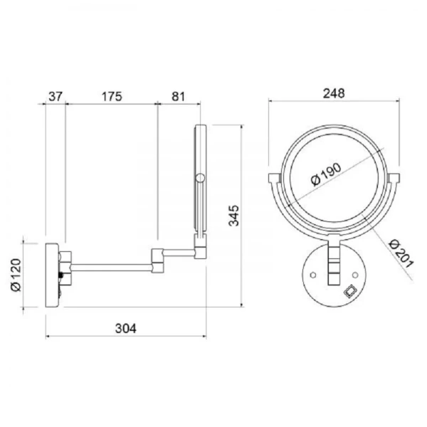 Зеркало с подсветкой Timo Saona 25 см золото матовое - фото 4