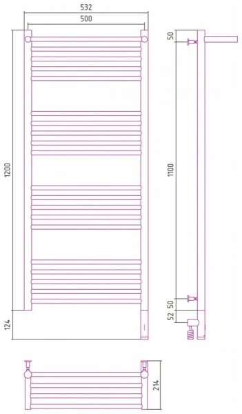 Полотенцесушитель электрический Сунержа Богема 3.0 50х120 см правый, без покрытия, современные, hi-tech index_1 - фото 10