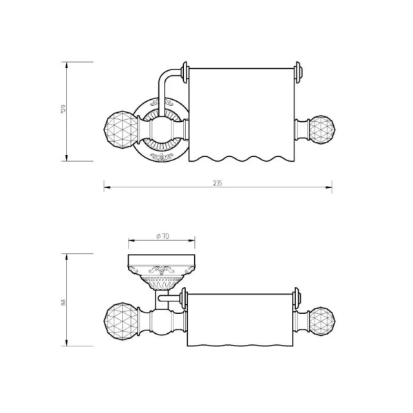 Бумагодержатель Migliore Cristalia 16 закрытый, классические, ретро, с кристаллами swarovski, декорированные - фото 2