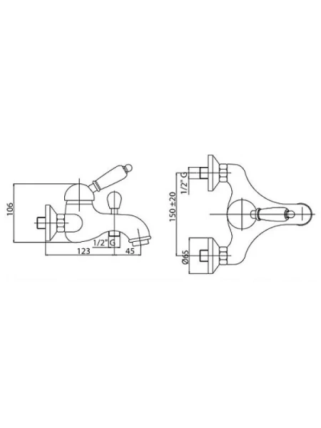 Смеситель для ванны Cezares Vintage-PBVM с ручным душем - фото 3