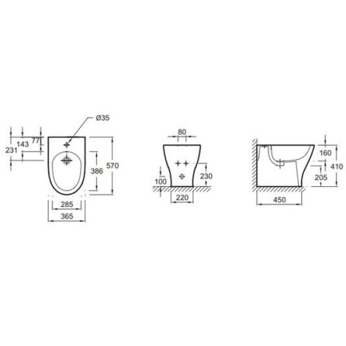 Биде напольное Jacob Delafon Odeon Up горизонтальный выпуск - фото 3