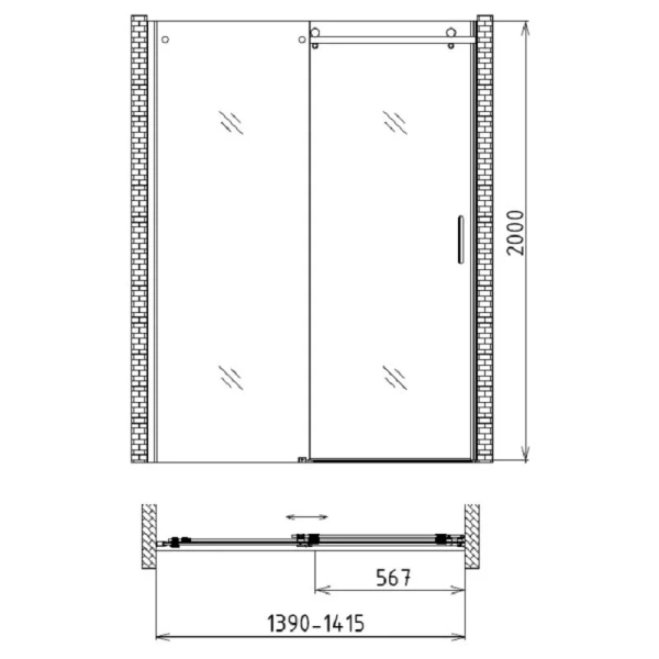 Душевая дверь левая Gemy Modern Gent 140, современные, hi-tech - фото 2
