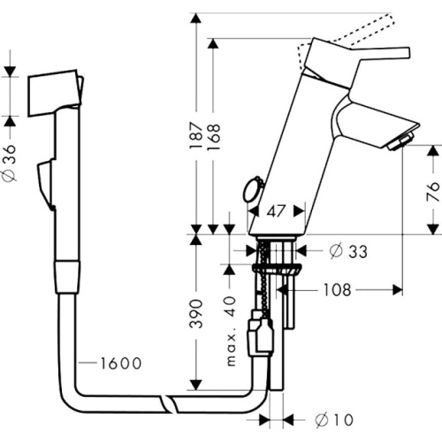 Смеситель для биде Hansgrohe Talis 32140000 с гигиеническим душем - фото 2