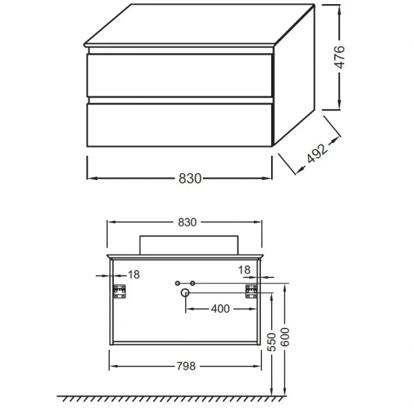 Тумба под раковину подвесная Jacob Delafon Madeleine 83 см серая матовая, в наличии - фото 2
