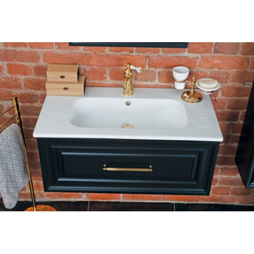 Тумба под раковину, цвет черный матовый, фурнитура золото, La Beaute Cornelia index_1 - фото 3