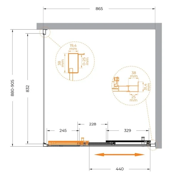 Душевой уголок Cezares Molveno 90х90 см стекло прозрачное профиль золото - фото 2