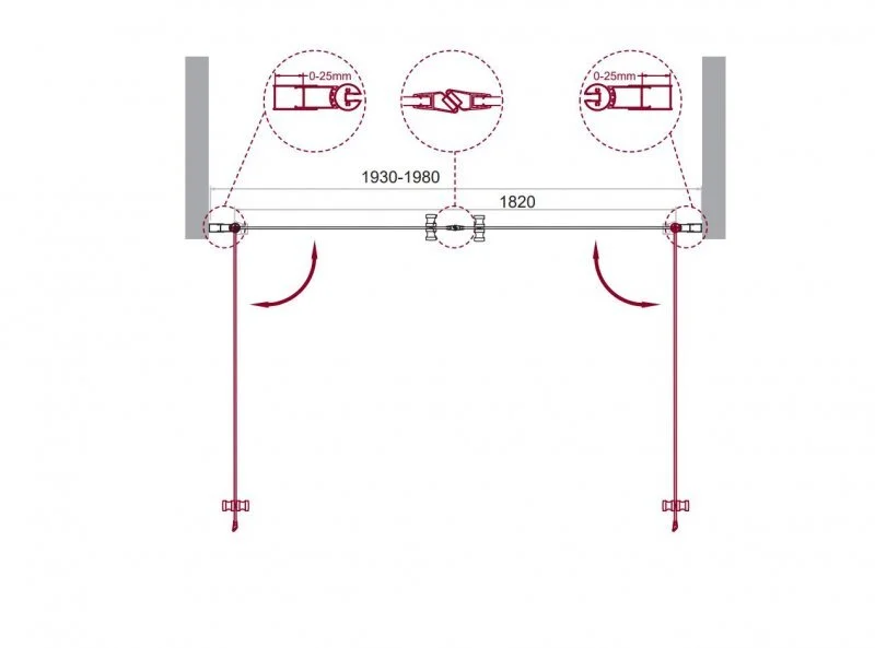 Душевая дверь в нишу BelBagno Etna 200 см с прозрачным стеклом - фото 2