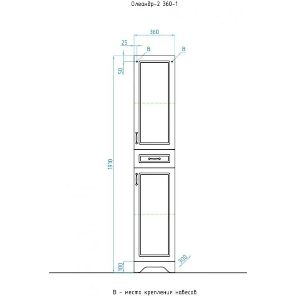 Шкаф-пенал напольный Style Line Олеандр-2 36 см рельеф пастель, по запросу index_1 - фото 9