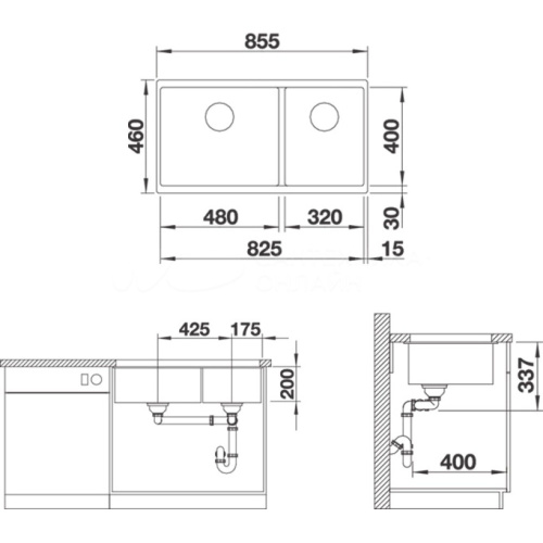 Мойка для кухни Blanco Subline 480/320-U 85.5 см серый беж - фото 3